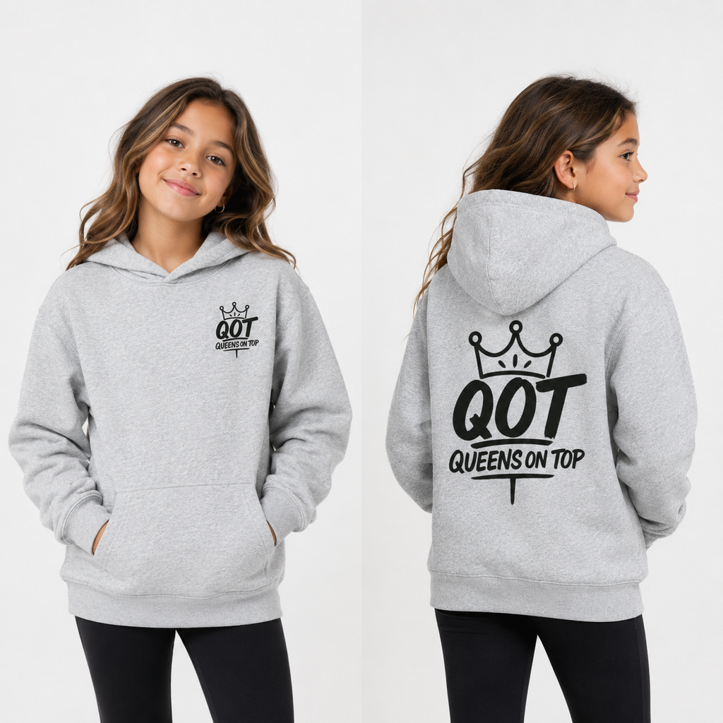 QOT Signature Girls 'Grey' Fleece Hoodie