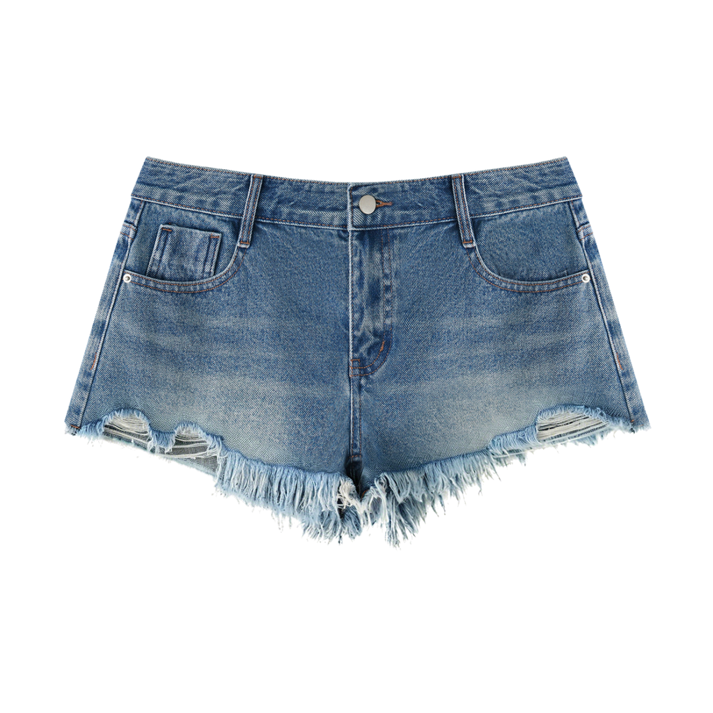QOT ‘Womens’ Vintage Wash Raw Hem Denim Shorts