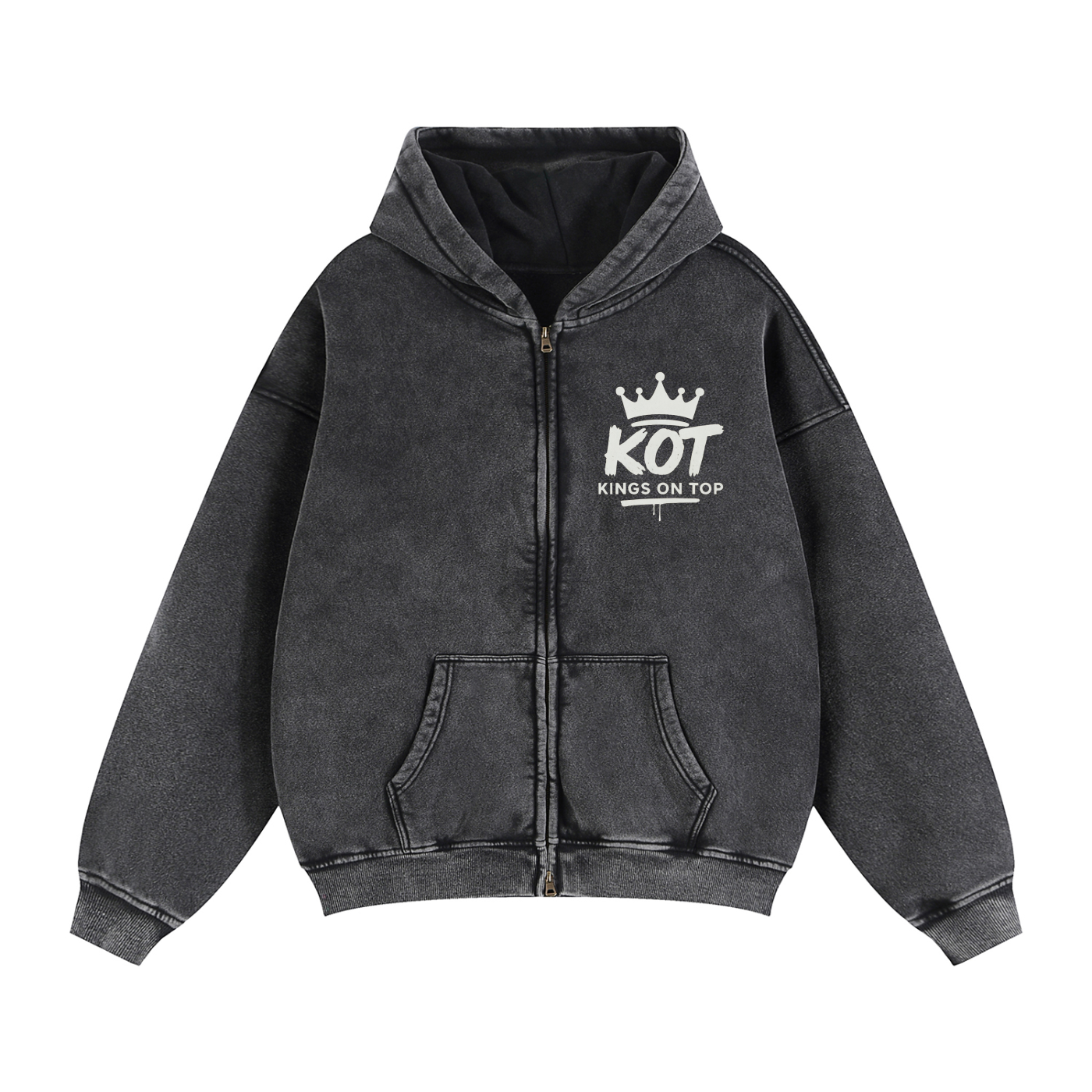 KOT 'Mens' 'ON TOP' Zip-Through Boxy Fleece Hoodie