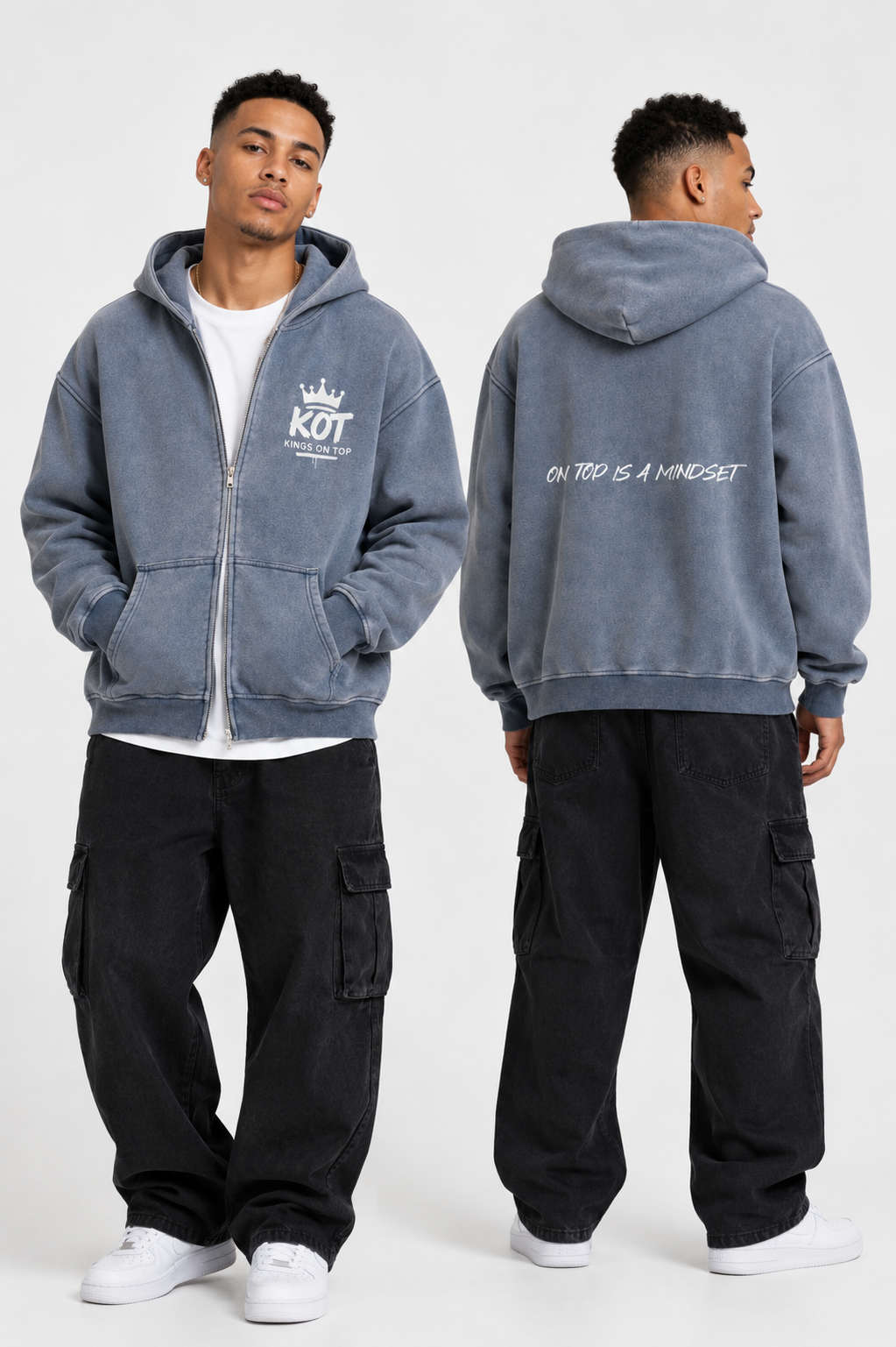 KOT 'Mens' 'ON TOP' Zip-Through Boxy Fleece Hoodie