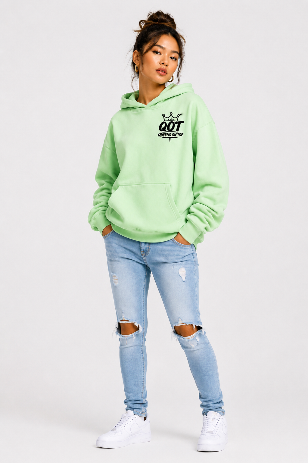 QOT Women's ' ON TOP' Drop-Shoulder Hoodie