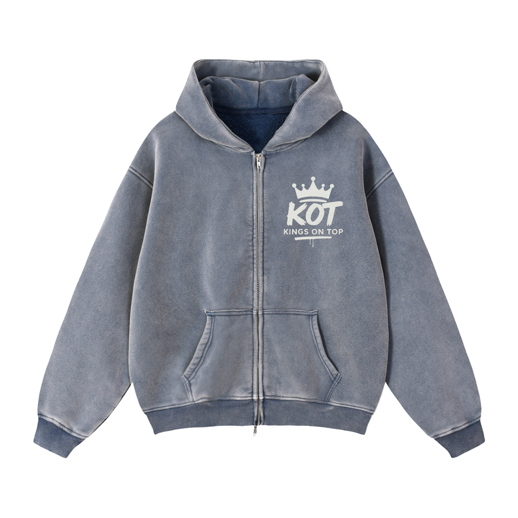 KOT 'Mens' 'ON TOP' Zip-Through Boxy Fleece Hoodie
