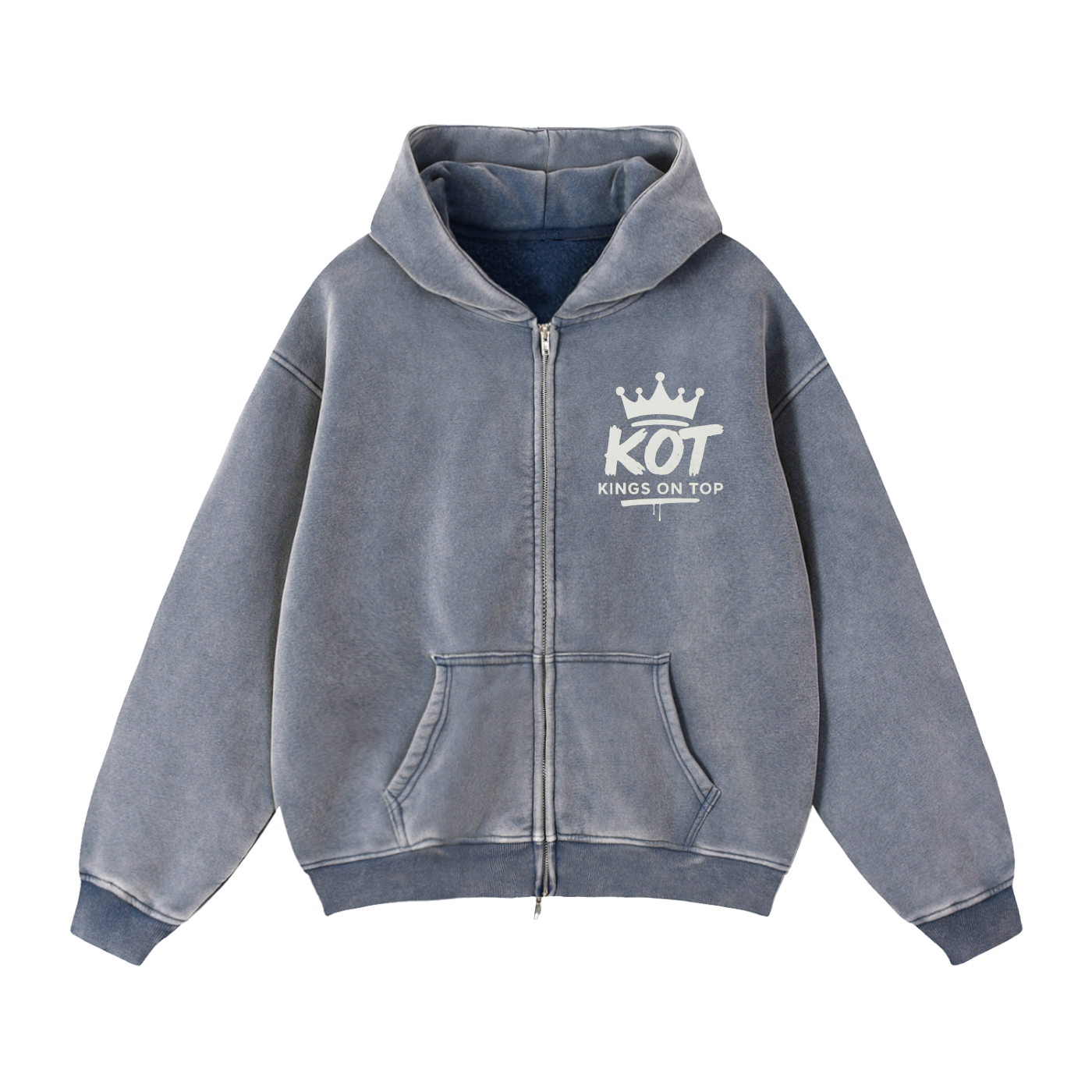 KOT 'Mens' 'ON TOP' Zip-Through Boxy Fleece Hoodie